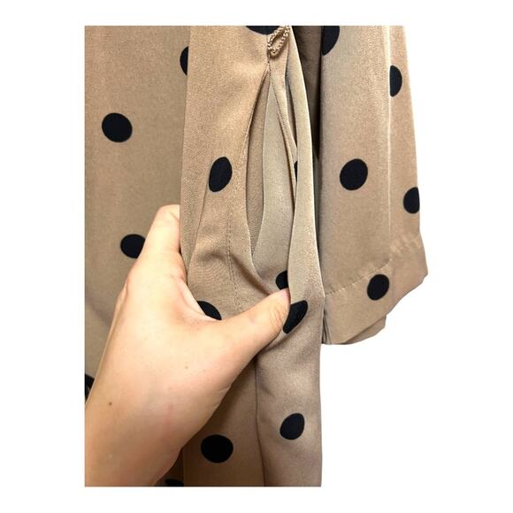 Fashion To Figure Taupe Tan with Black Polka Dots Button Down Shirt Dress 0 XL - Picture 3 of 7